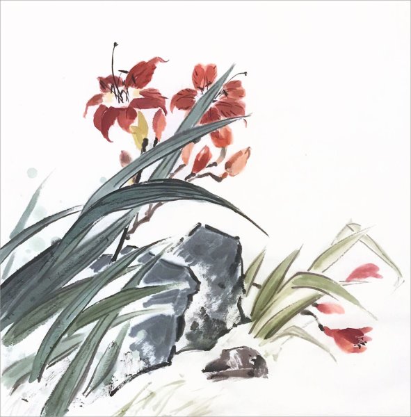 Китайская живопись гохуа Лилия