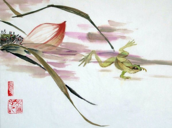 Кузнечик китайская живопись гохуа