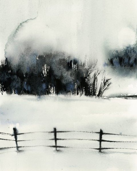 Монохромная акварель