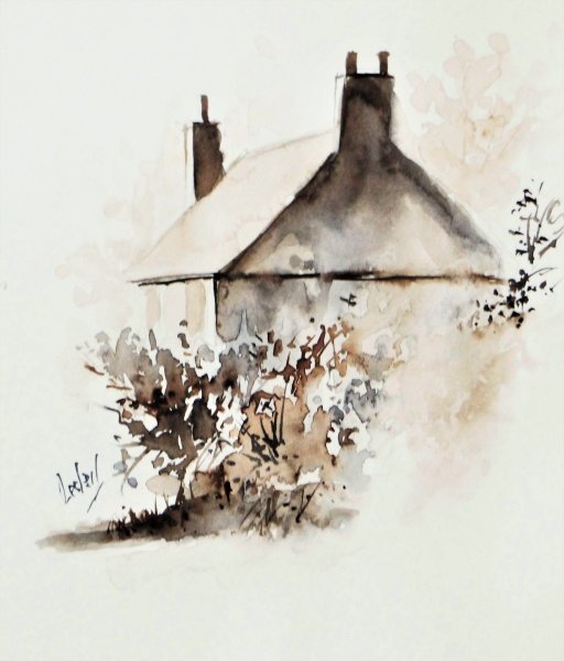 Монохромная акварель