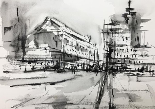 Монохромная живопись акварелью