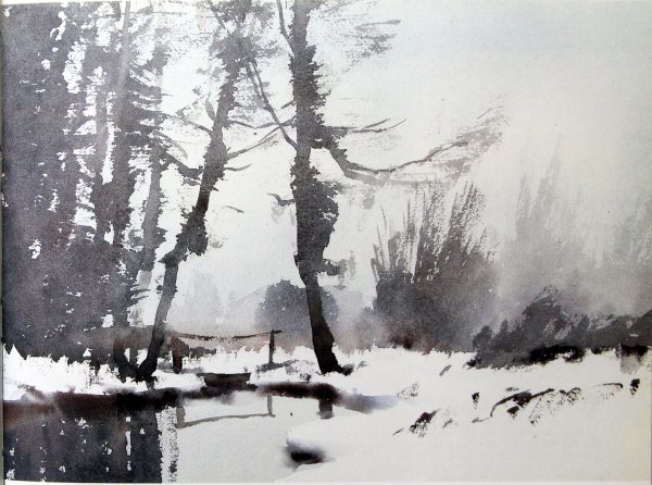 Монохромная акварель гризайль