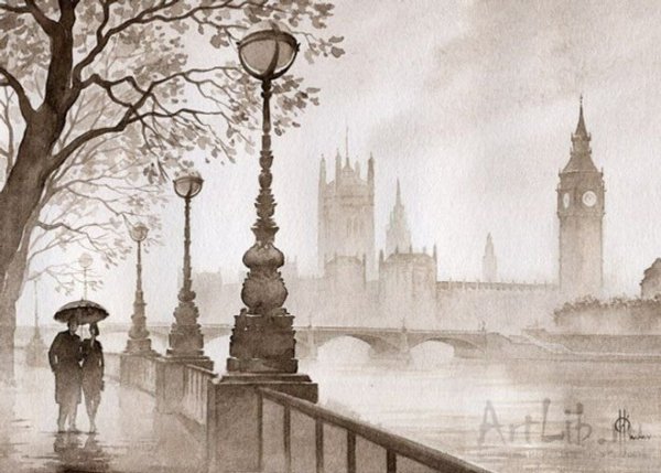 Японская живопись тушью Фудзи