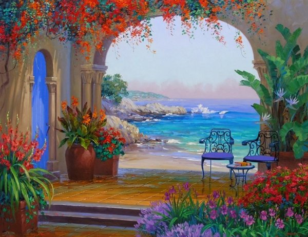 Reint Withaar картины террасы у моря