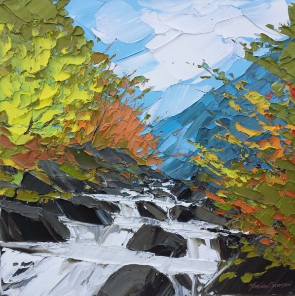 Пейзаж цветными карандашами легкий