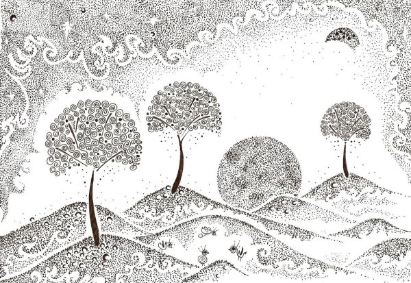 Пейзаж в технике графики