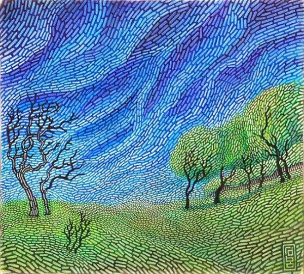 Пейзаж фломастерами