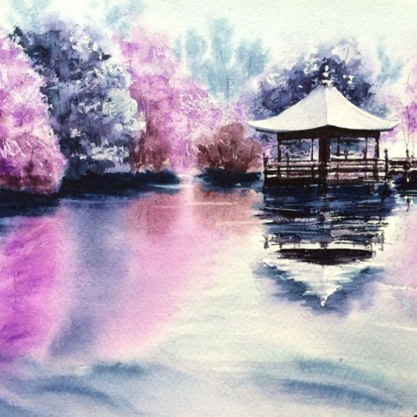 Японская живопись гуашью