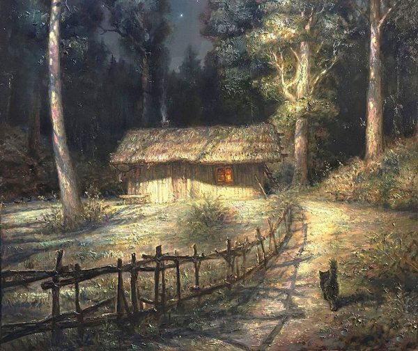 Хижина в зимнем лесу Саврасов