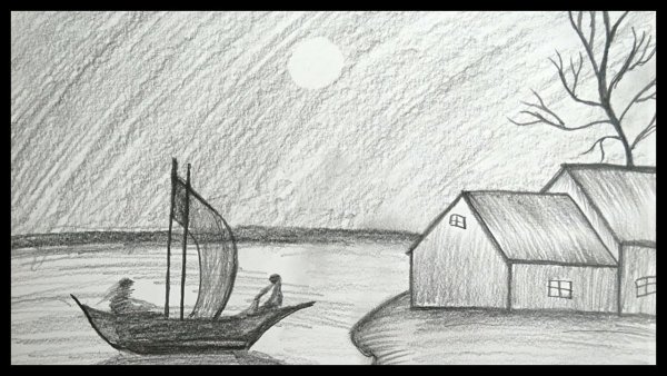 Пейзаж карандашом