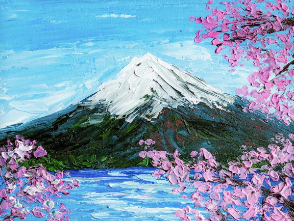 Гора Фудзияма в Японии живопись