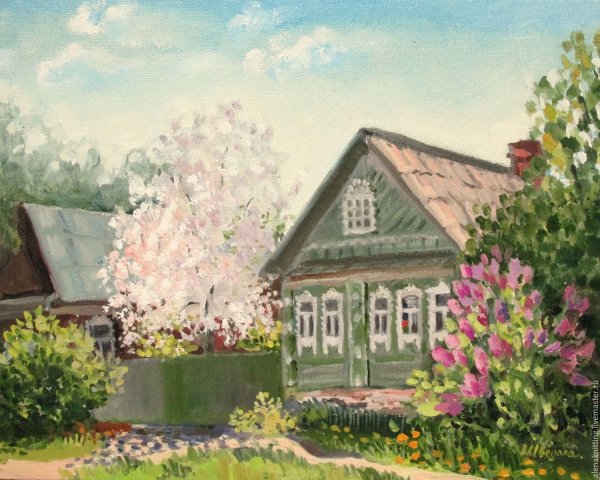 Деревенский домик в живописи
