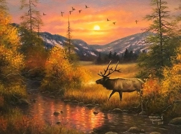 Пейзаж с охотником