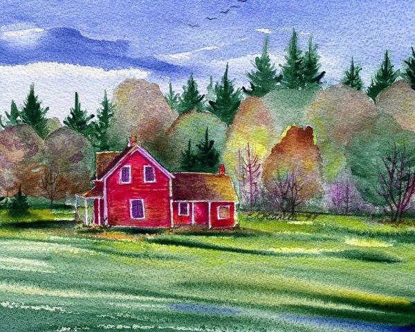 Пейзаж акварелью