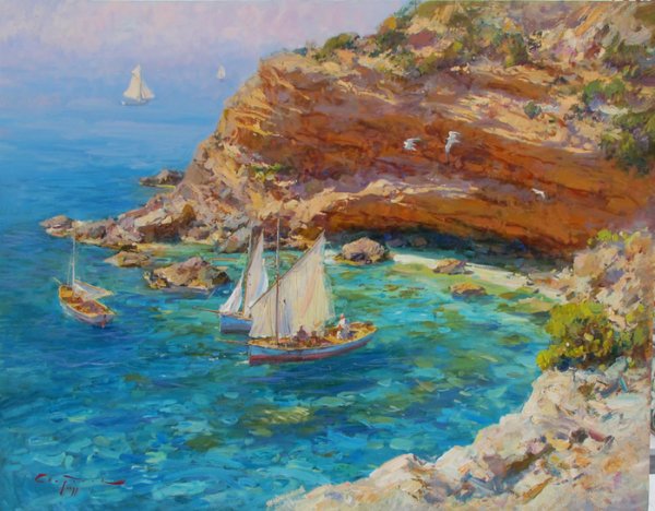 Мыс Фиолент маки маслом