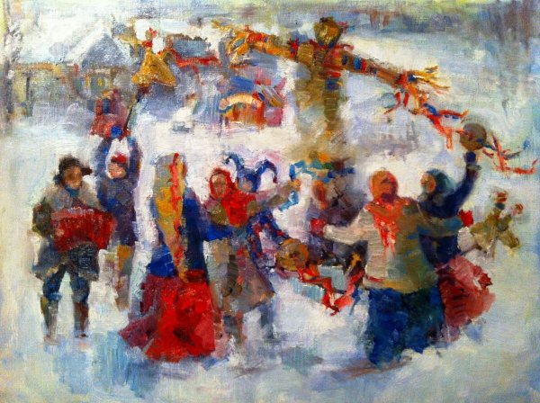 Картина "масленичные гуляния 1881 года " Рябушкина Андрея