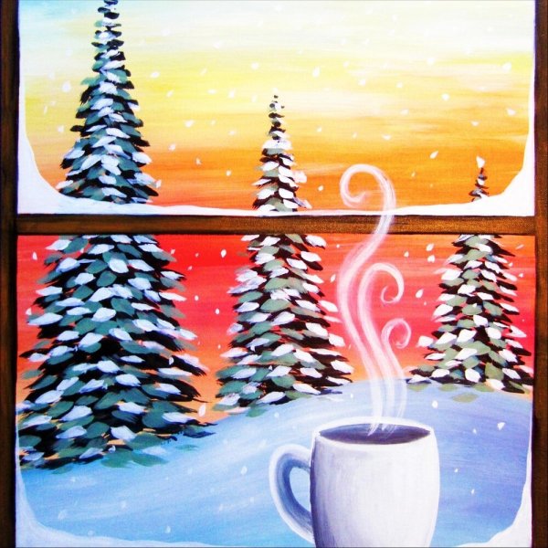 Правополушарное рисование зима новый год