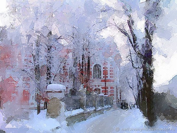 Снегопад акварель