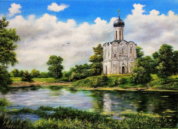 Церковь Покрова на Нерли на бересте