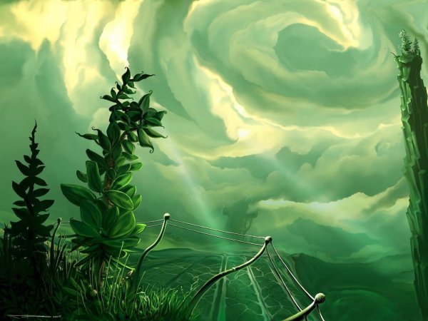 Зеленый пейзаж фэнтези