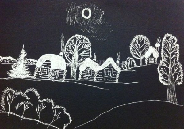 Рисование на черной бумаге гуашью