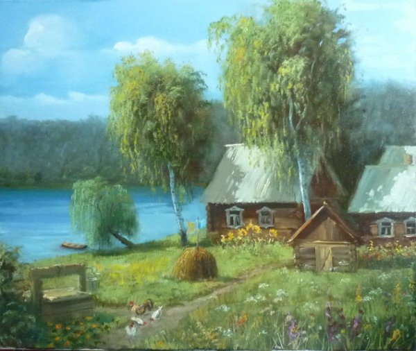 Деревня с колодцем Левитана