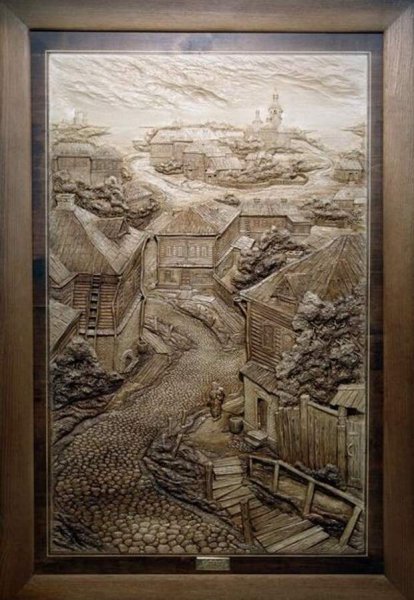 Виктор Дубовик резные картины из дерева