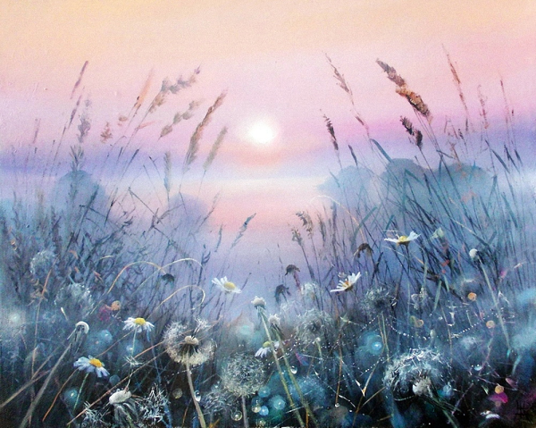 Сказочный пейзаж гуашью