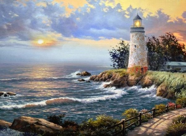 Картина Маяк на берегу моря