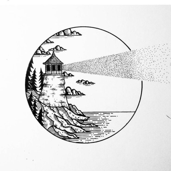 Графический пейзаж в круге