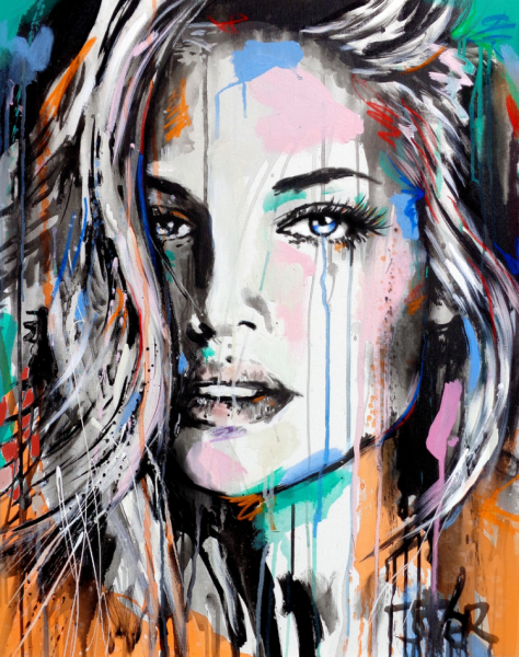 Портрет акрилом на черном фоне