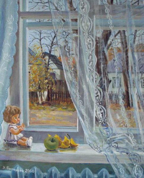 Тюль на окне живопись