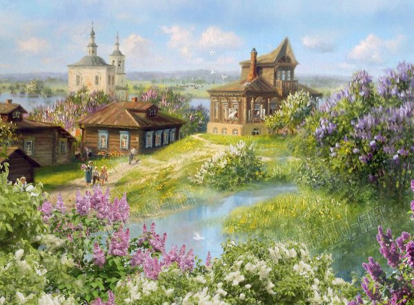 Картина русская деревня Владимир Жданов