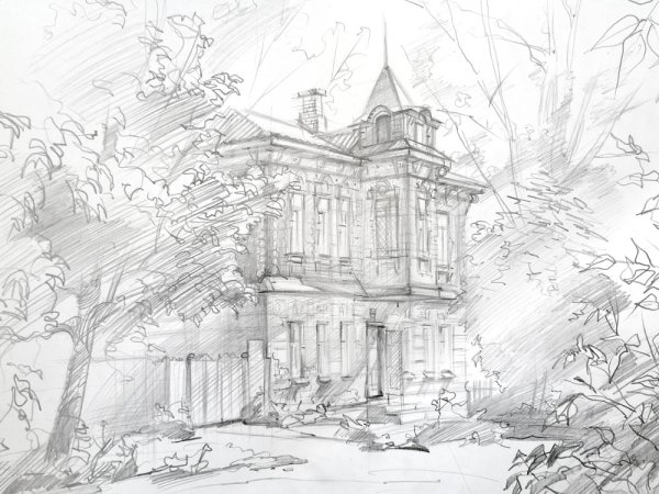 Зарисовка города линейная перспектива