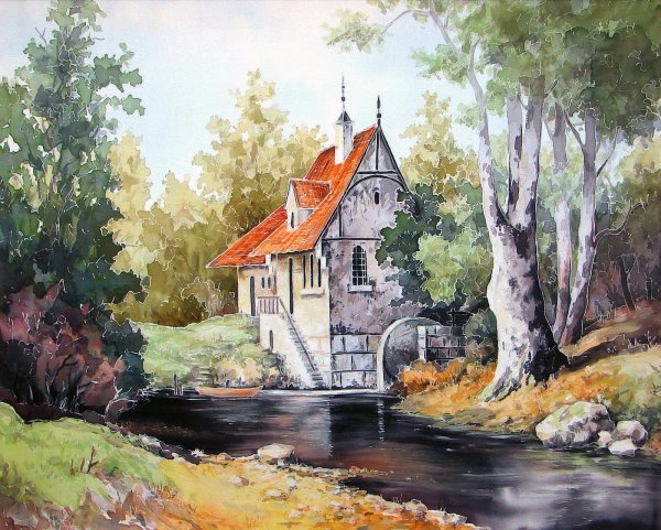 Пленэр акварель монастырь