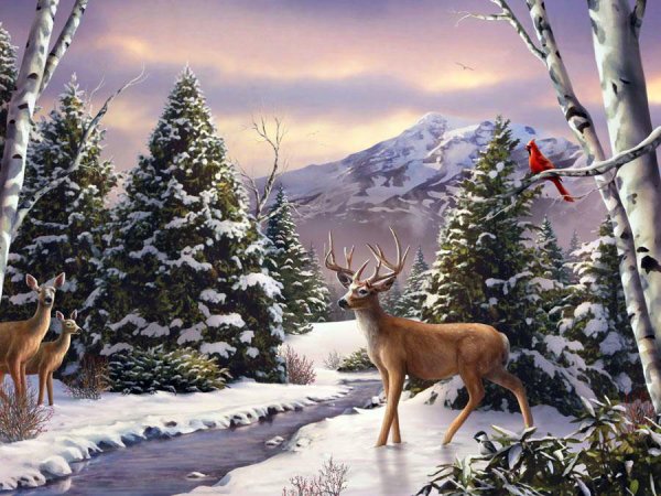 Пейзаж с оленем