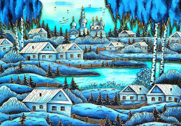 Зимний пейзаж на тарелке