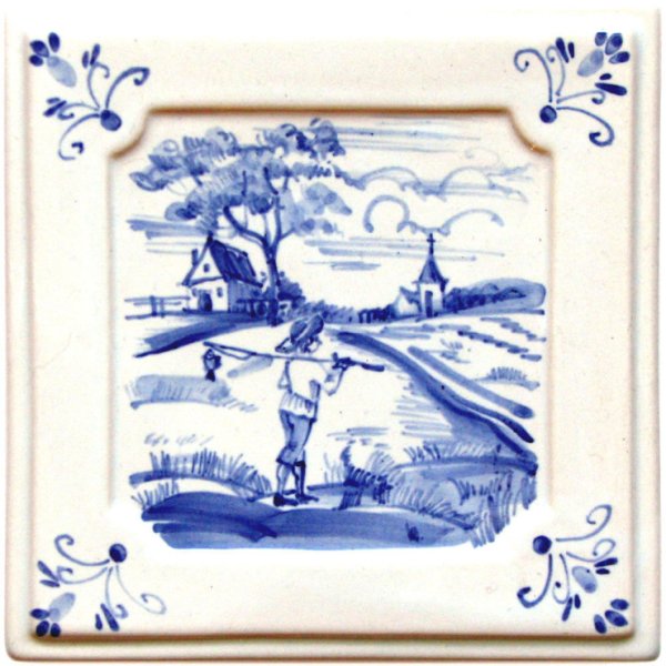 Гжельская роспись пейзажик