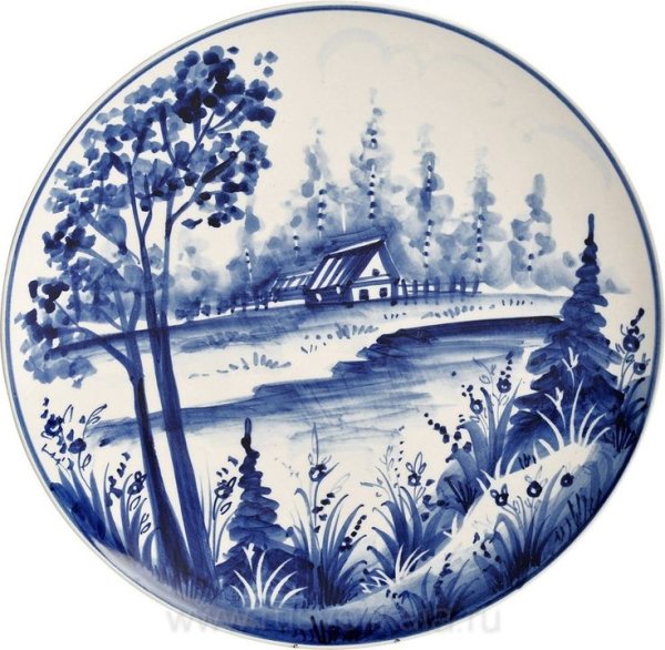 Пейзаж в стиле Гжель