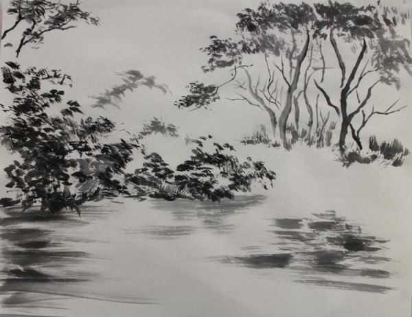 Пейзаж карандашом