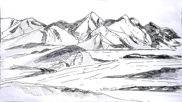 Наброски гор карандашом