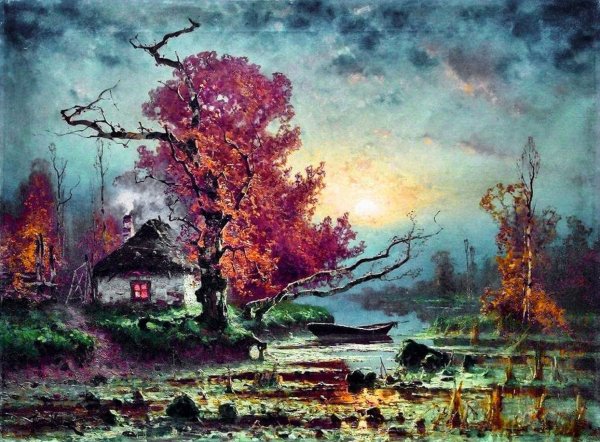 Юлий Клевер, «зимний пейзаж», 1900