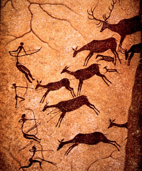 Наскальные рисунки первобытных людей животные