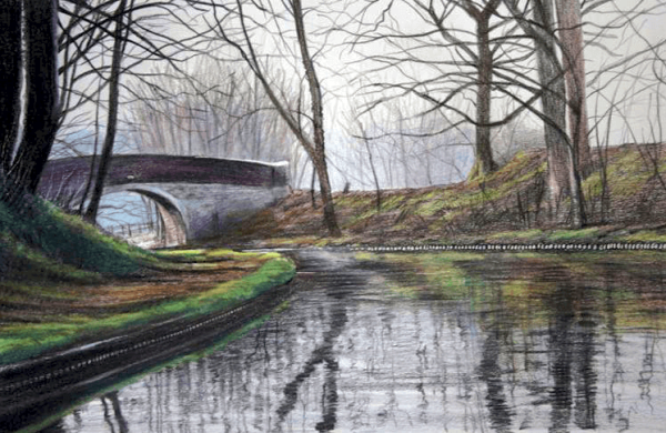 Реалистичный пейзаж цветными карандашами