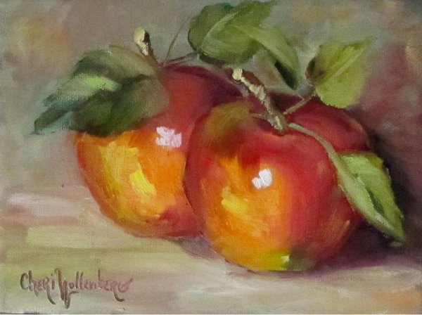 Яблоко гуашью