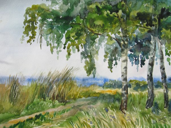 Берёзы Куинджи акварель