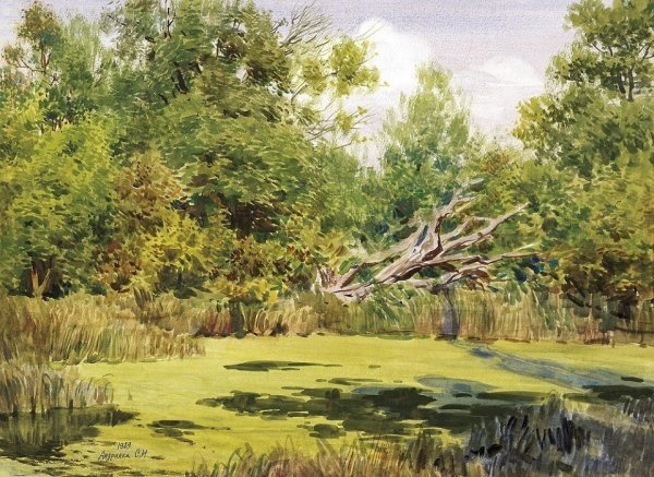 Сергей Андрияка пейзаж акварель небо