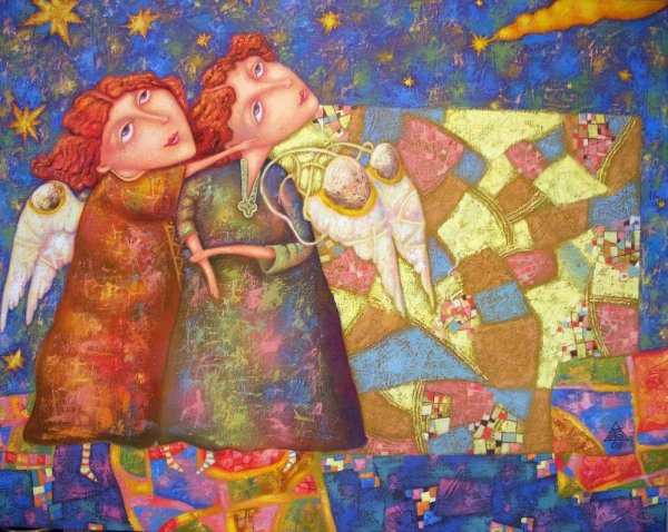 Ангелы живопись наив