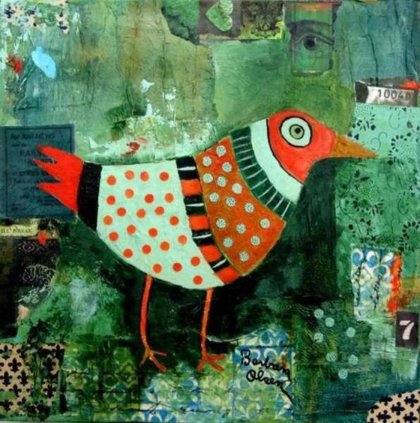 Наивная живопись птицы