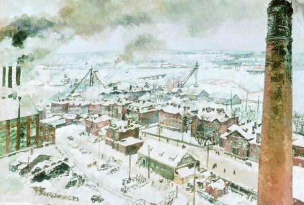 Василий Васильевич Рождественский пейзаж. Город 1919